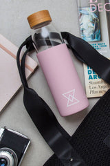 Born Nouli Blush Pink Glass Reusable Water Bottle 500ml - Eco Luxury