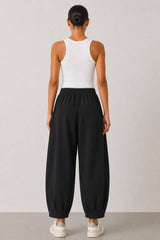 Sloane Relaxed Barrel-Leg Trousers – Black, M
