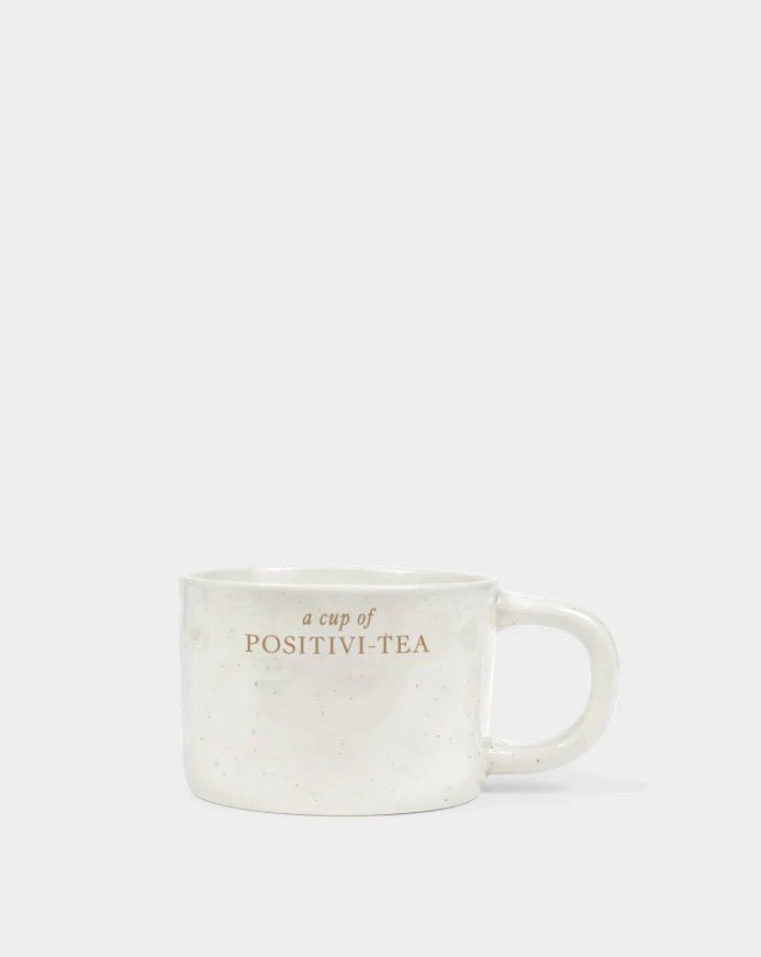‘A Cup of Positivity-Tea’ Organic Speckled Mug