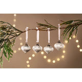 Suhana Glass Baubles - Brushed Silver - (Set of 4)