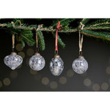 Snow Drop Baubles - Silver Crackle (Set of 4)