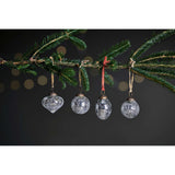 Snow Drop Baubles - Silver Crackle (Set of 4)