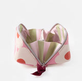 Pink Flower Diagonal Cosmetic Bag