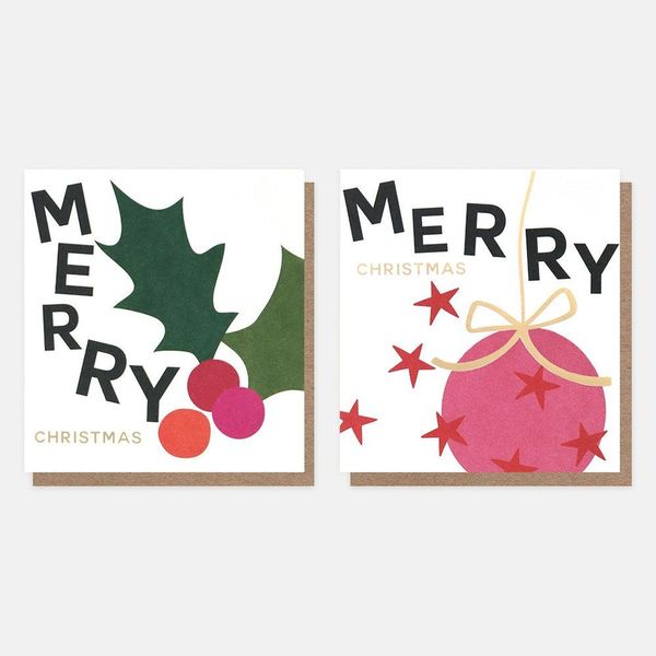 Caroline Gardner Holly and Star Bauble Christmas Mixed Charity Pack 8 Cards