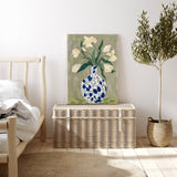 White Flower Vase Abstract Art Print