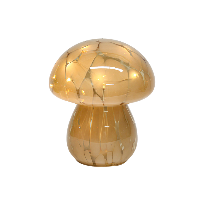Beige Speckled LED Glass Mushroom Decoration