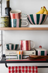 Wine & Peach Pink Stripe Ceramic Mug