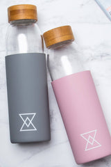 Born Nouli Blush Pink Glass Reusable Water Bottle 500ml - Eco Luxury