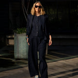 CHALK Lisa Linen Blazer in Navy