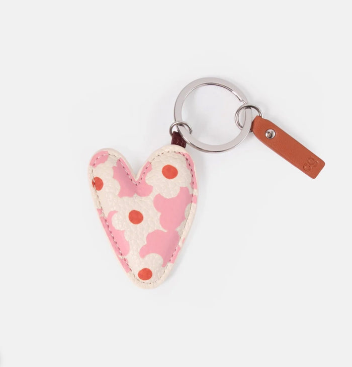 Caroline Gardner Pink Flower Heart Keyring