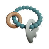 Elephant Silicone & Wood Teething Ring – Ocean Blue