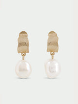 Textured Freshwater Pearl Hoop Earrings