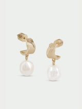 Textured Freshwater Pearl Hoop Earrings