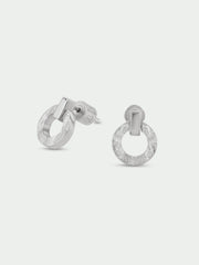 Palm Open Disc Stud Earrings in Silver