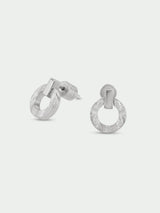 Palm Open Disc Stud Earrings in Silver