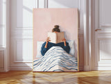 Female Reading Pastel Books Portrait Art Print  : A2