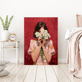 Impressionist Female Daisy Flower Portrait Art Print