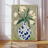 White Flower Vase Abstract Art Print