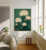 Japanese Chrysanthemum Green Floral Art Print : A2