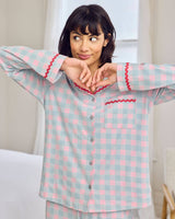Do Not Disturb Check Organic Cotton Embroidered Pyjama Set