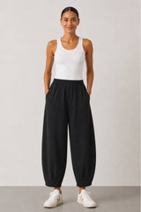 Sloane Relaxed Barrel-Leg Trousers – Black, M