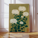 Japanese Chrysanthemum Green Floral Art Print