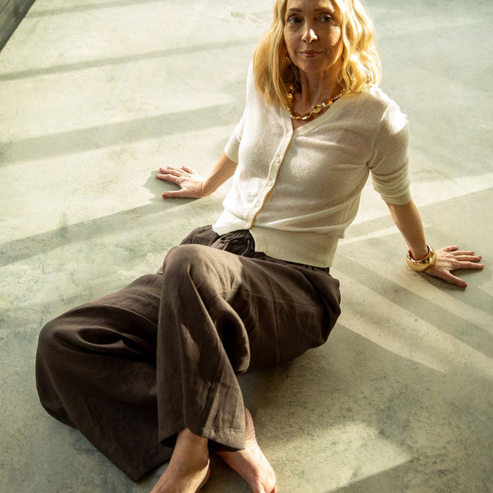 CHALK Thea Linen Trousers in Bark