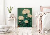 Japanese Chrysanthemum Green Floral Art Print : A2