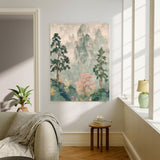 Japanese Mountain Green Landscape Art Print
