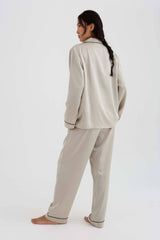 Eco Satin Long Pyjama Set – Pelican, UK 12