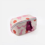 Pink Flower Diagonal Cosmetic Bag