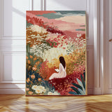 Female Landscape Reading Portrait Art Print