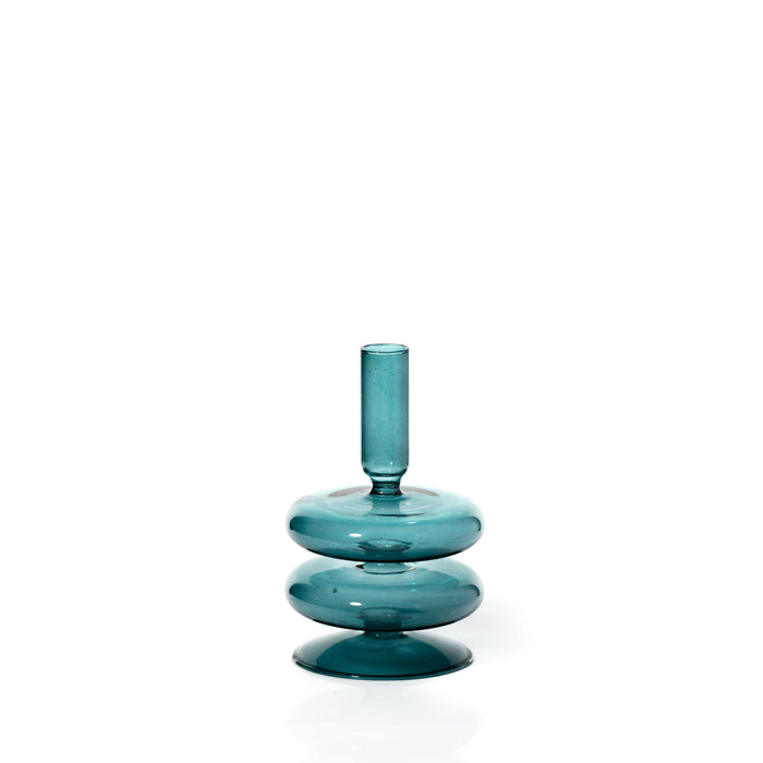 Taper Holder - Coloured Glass - Teal