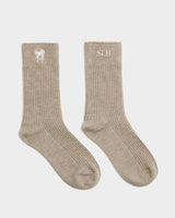 Ribbed Bow Socks – Taupe