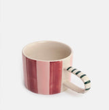 Wine & Peach Pink Stripe Ceramic Mug