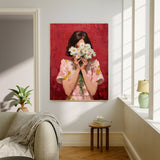 Impressionist Female Daisy Flower Portrait Art Print