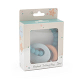 Elephant Silicone & Wood Teething Ring – Pink Haze