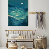 Impressionist Female Night Swim Landscape Art Print