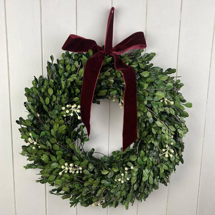 Mistletoe Christmas Wreath with Rustic Bow