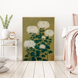 Japanese Chrysanthemum Green Floral Art Print