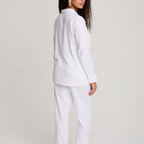 Luxury Cotton Modal Long Pyjama Set in White - UK Size 12