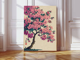 Japanese Pink Blossom Tree Art Print        : A2
