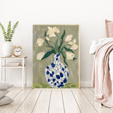 White Flower Vase Abstract Art Print