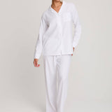 Luxury Cotton Modal Long Pyjama Set in White - UK Size 10