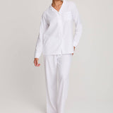 Luxury Cotton Modal Long Pyjama Set in White - UK Size 14