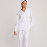 Luxury Cotton Modal Long Pyjama Set in White - UK Size 12