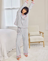 Do Not Disturb Check Organic Cotton Embroidered Pyjama Set