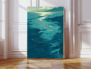 Japanese Wild Swimming Ocean Art Print – A3