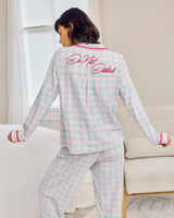 Do Not Disturb Check Organic Cotton Embroidered Pyjama Set