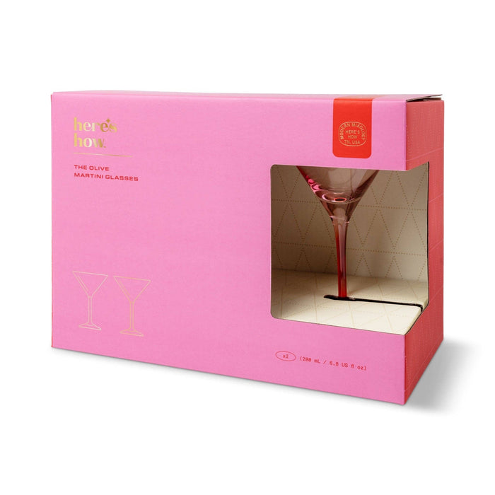 The Olive Martini Glass - Boxed Set of 2 - Blush & Cherry
